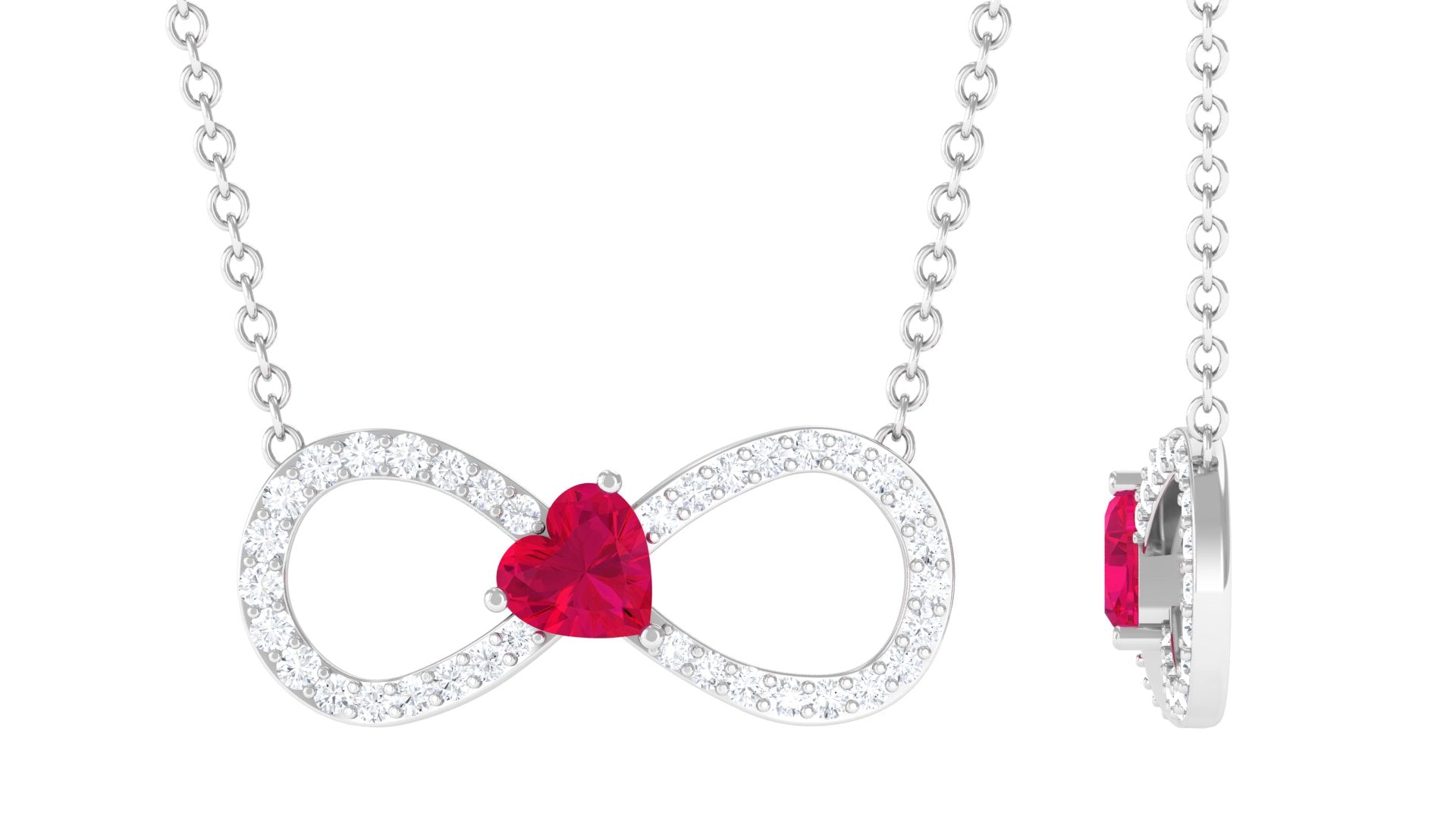 Sparkanite Jewels-Moissanite Infinity Necklace with Lab Created Ruby