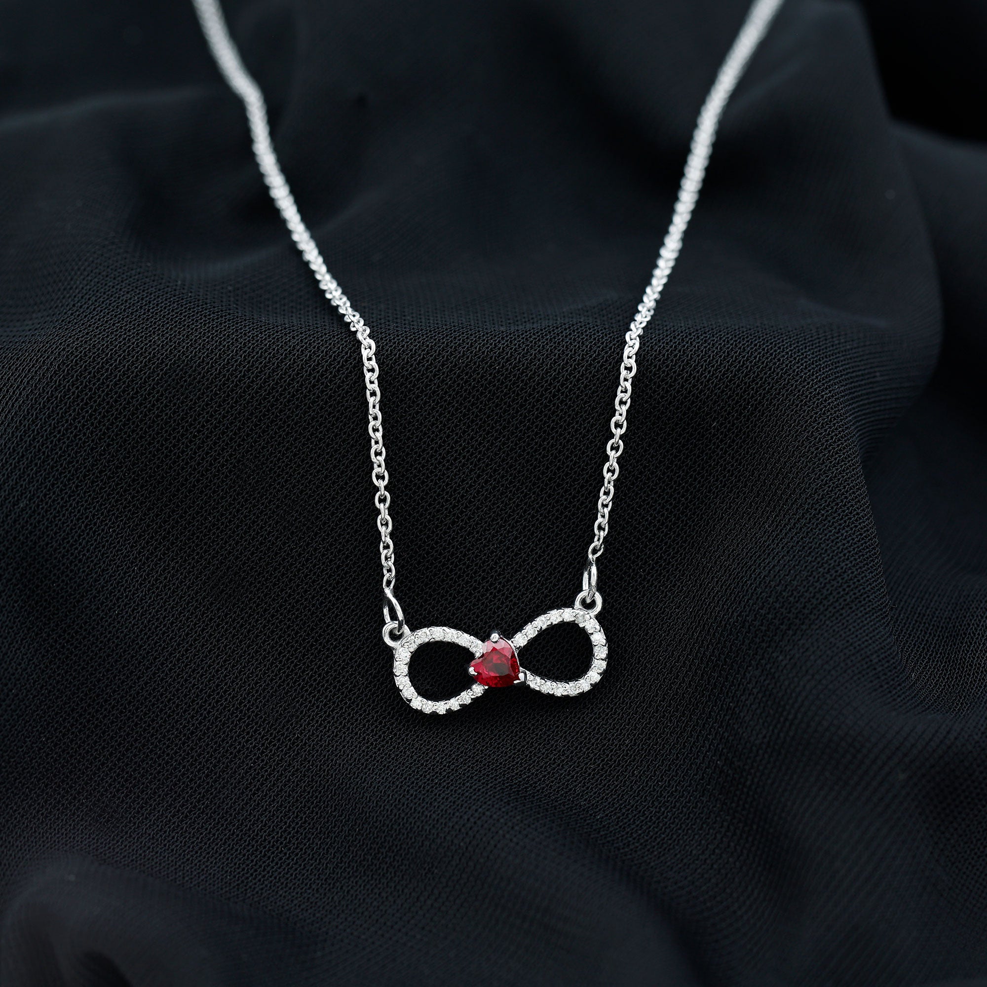 Sparkanite Jewels-Moissanite Infinity Necklace with Lab Created Ruby