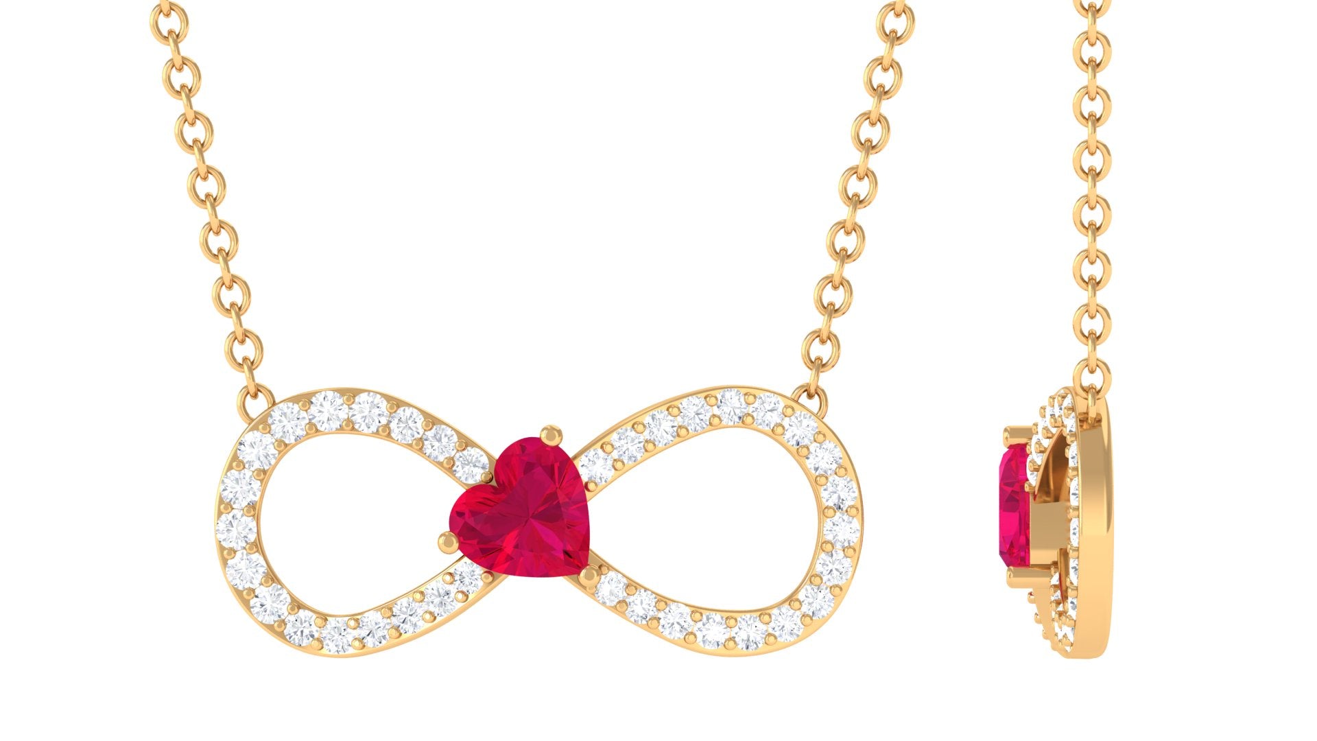 Sparkanite Jewels-Moissanite Infinity Necklace with Lab Created Ruby