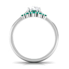 Round Moissanite Solitaire Ring Set with Emerald D-VS1 6 MM - Sparkanite Jewels