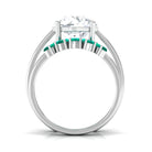 Round Moissanite Solitaire Ring Set with Emerald D-VS1 10 MM - Sparkanite Jewels