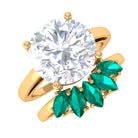 Round Moissanite Solitaire Ring Set with Emerald D-VS1 10 MM - Sparkanite Jewels