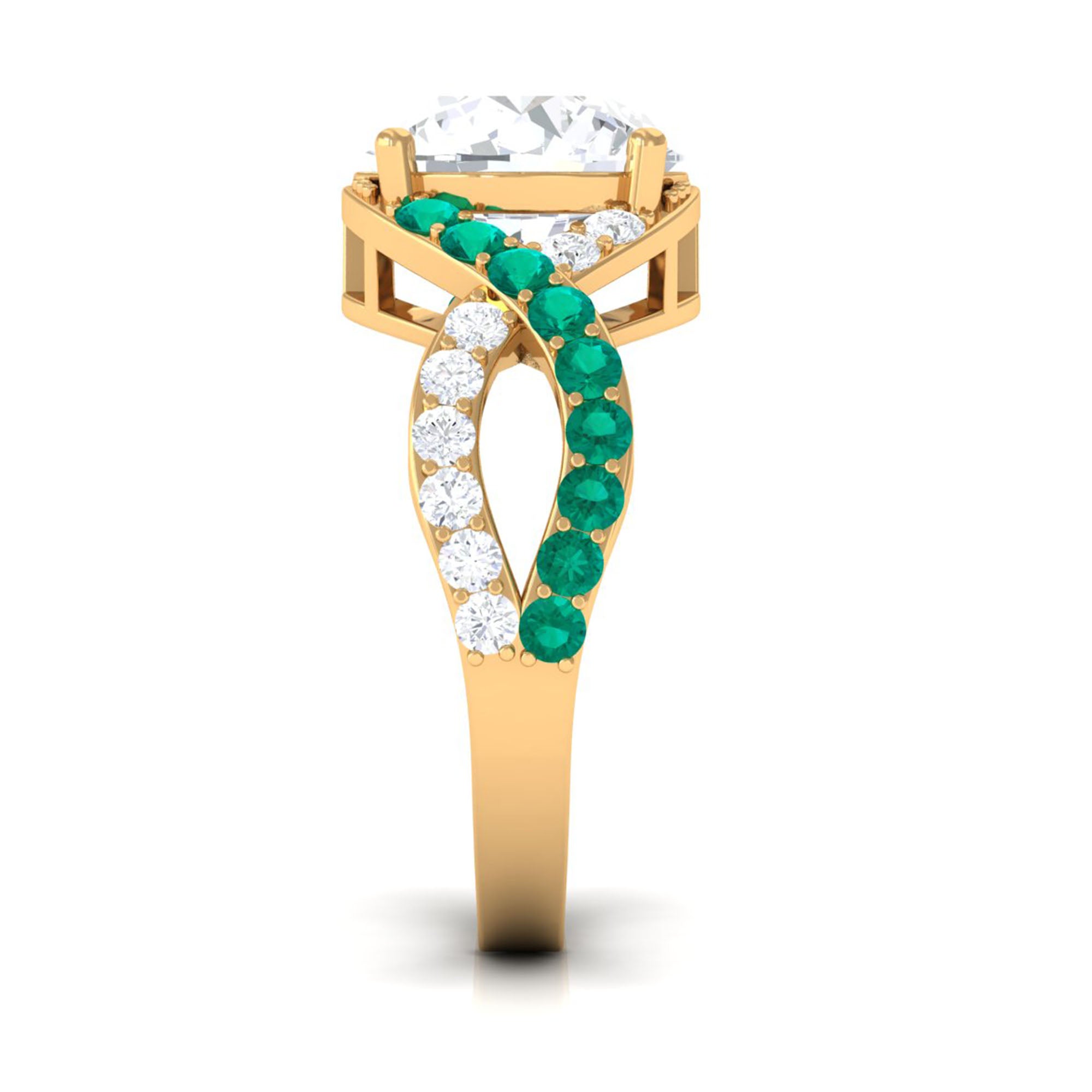 Minimal Moissanite Solitaire Infinity Ring with Emerald D-VS1 10 MM - Sparkanite Jewels