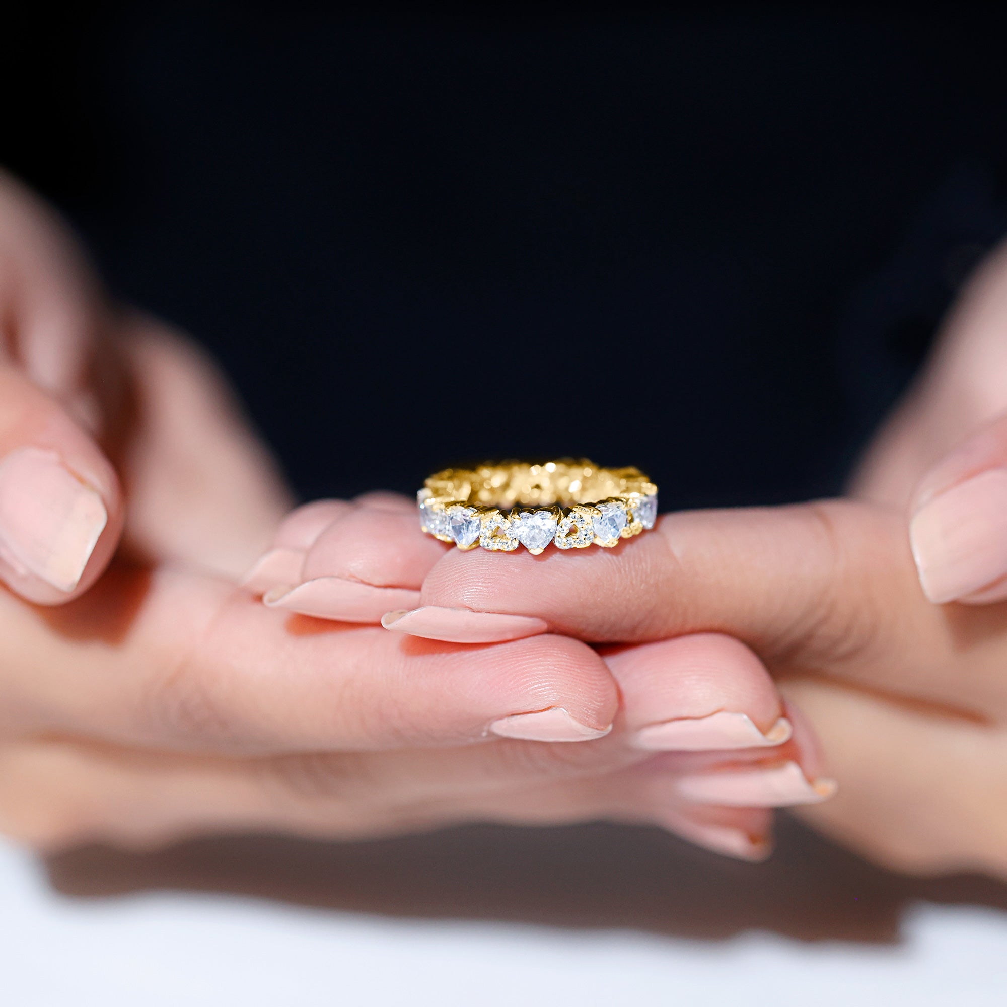 Sparkanite Jewels-Moissanite Heart Full Eternity Band Ring