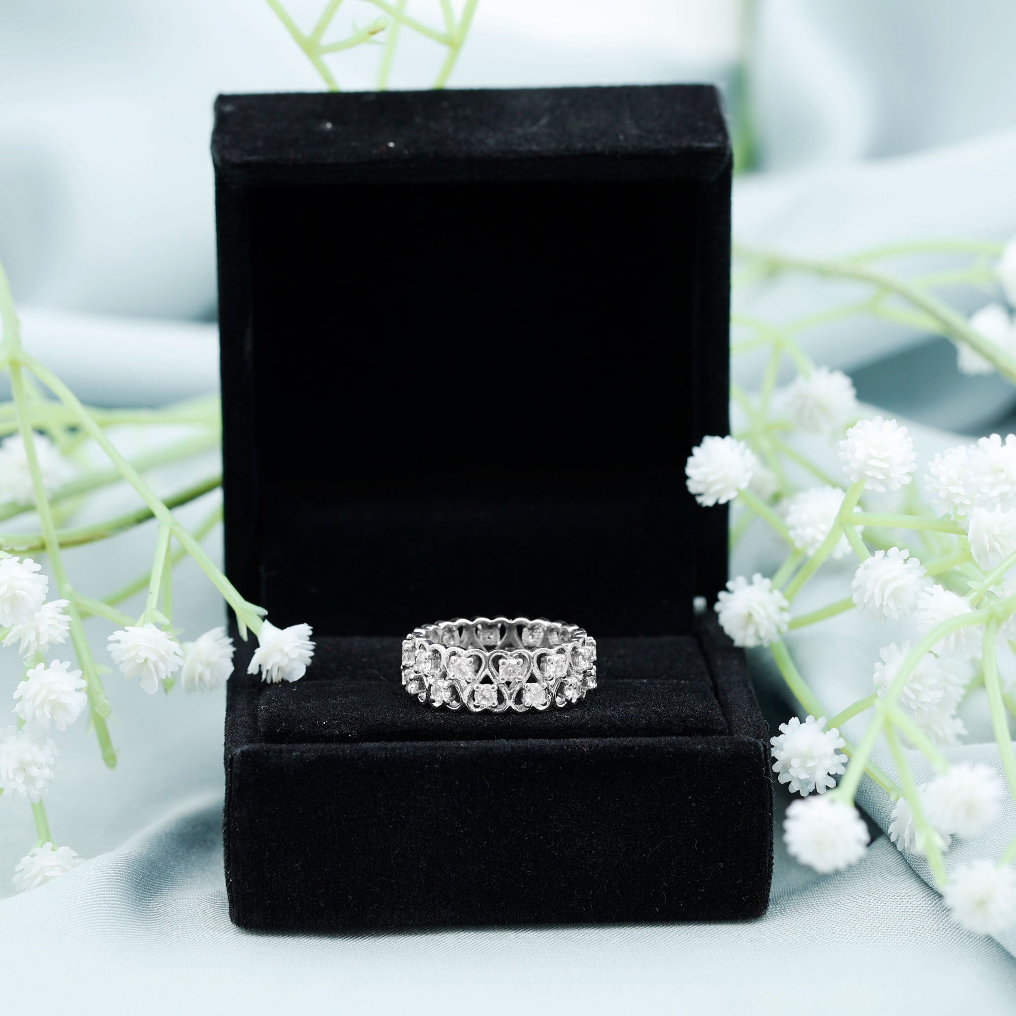 Sparkanite Jewels-Round Moissanite Heart Wedding Band