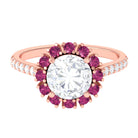 Sparkanite Jewels-Moissanite Cocktail Ring with Pink Tourmaline Halo