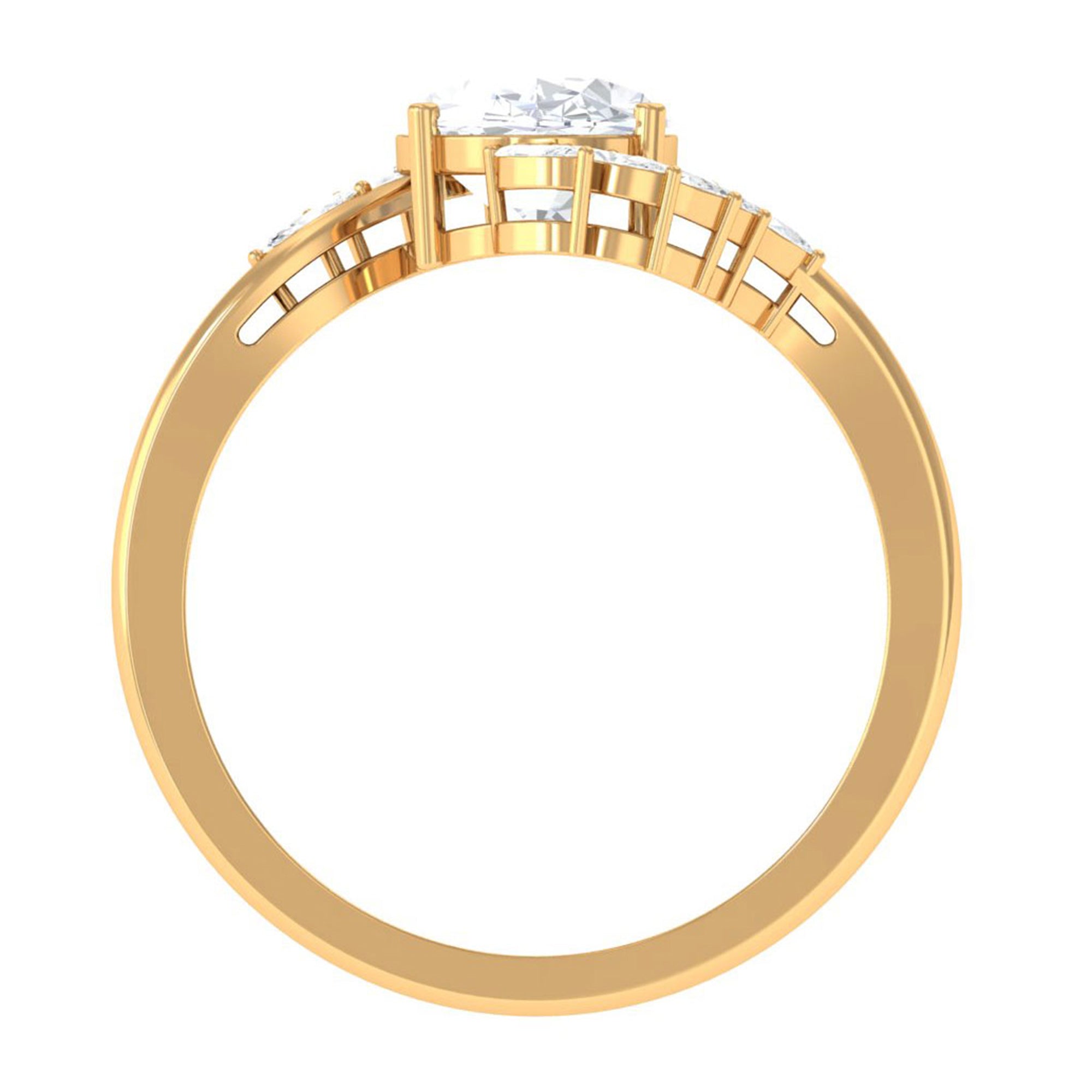 Oval Moissanite Designer Bypass Engagement Ring D-VS1 7X9 MM - Sparkanite Jewels