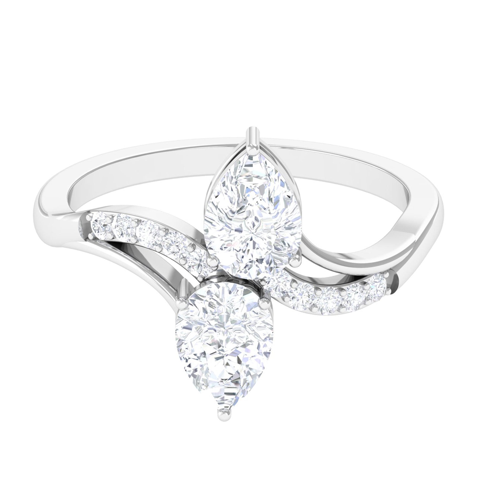 Sparkanite Jewels-Classic Pear Shape Moissanite Two Stone Anniversary Ring