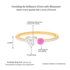 Sparkanite Jewels-Minimal Heart Shape Moissanite Toi Et Moi Ring with Pink Sapphire