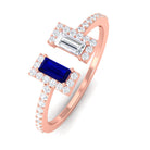 Sparkanite Jewels-Minimal Moissanite Cuff Ring with Blue Sapphire