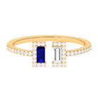 Sparkanite Jewels-Minimal Moissanite Cuff Ring with Blue Sapphire