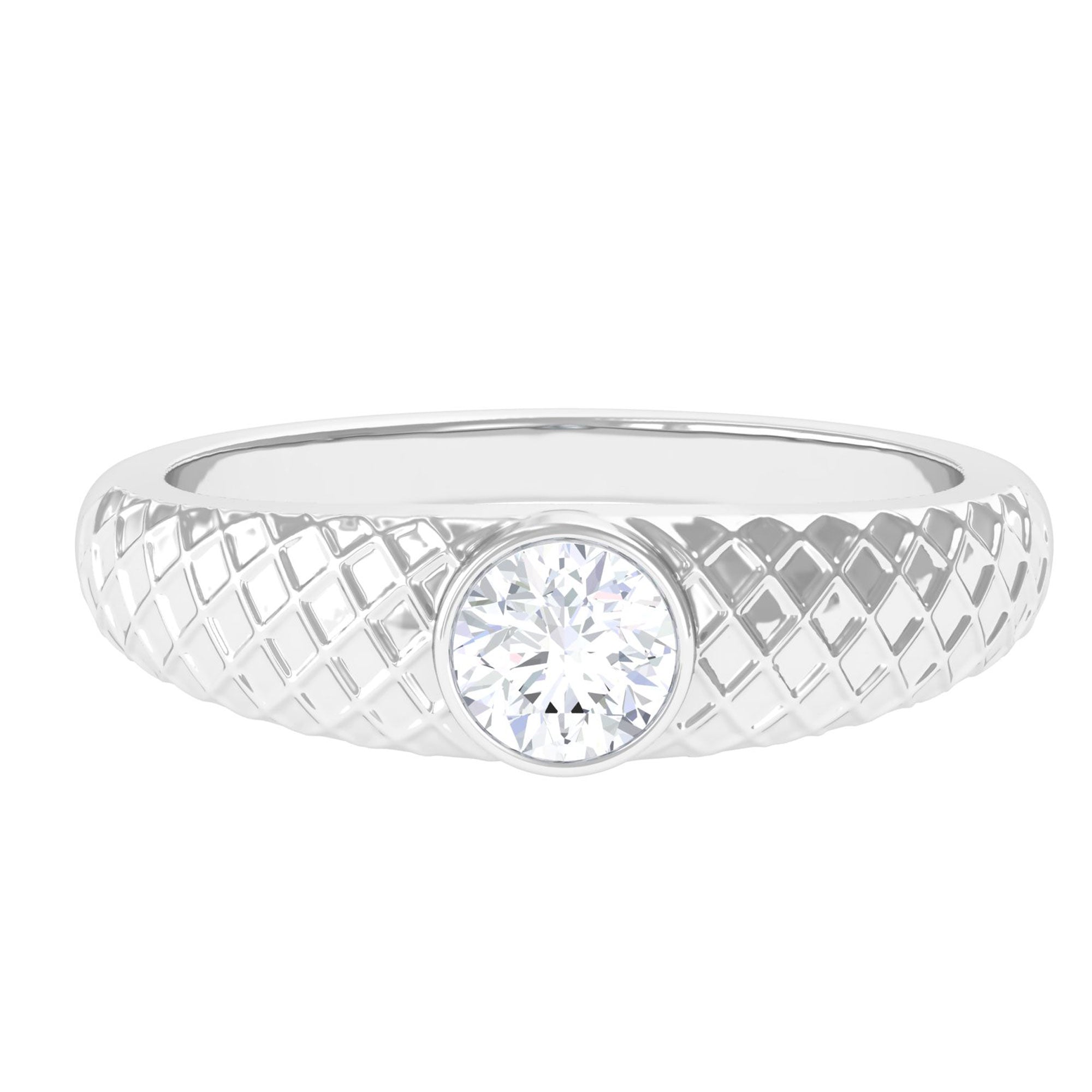 Sparkanite Jewels-Round Shape Certified Moissanite Textured Band Ring