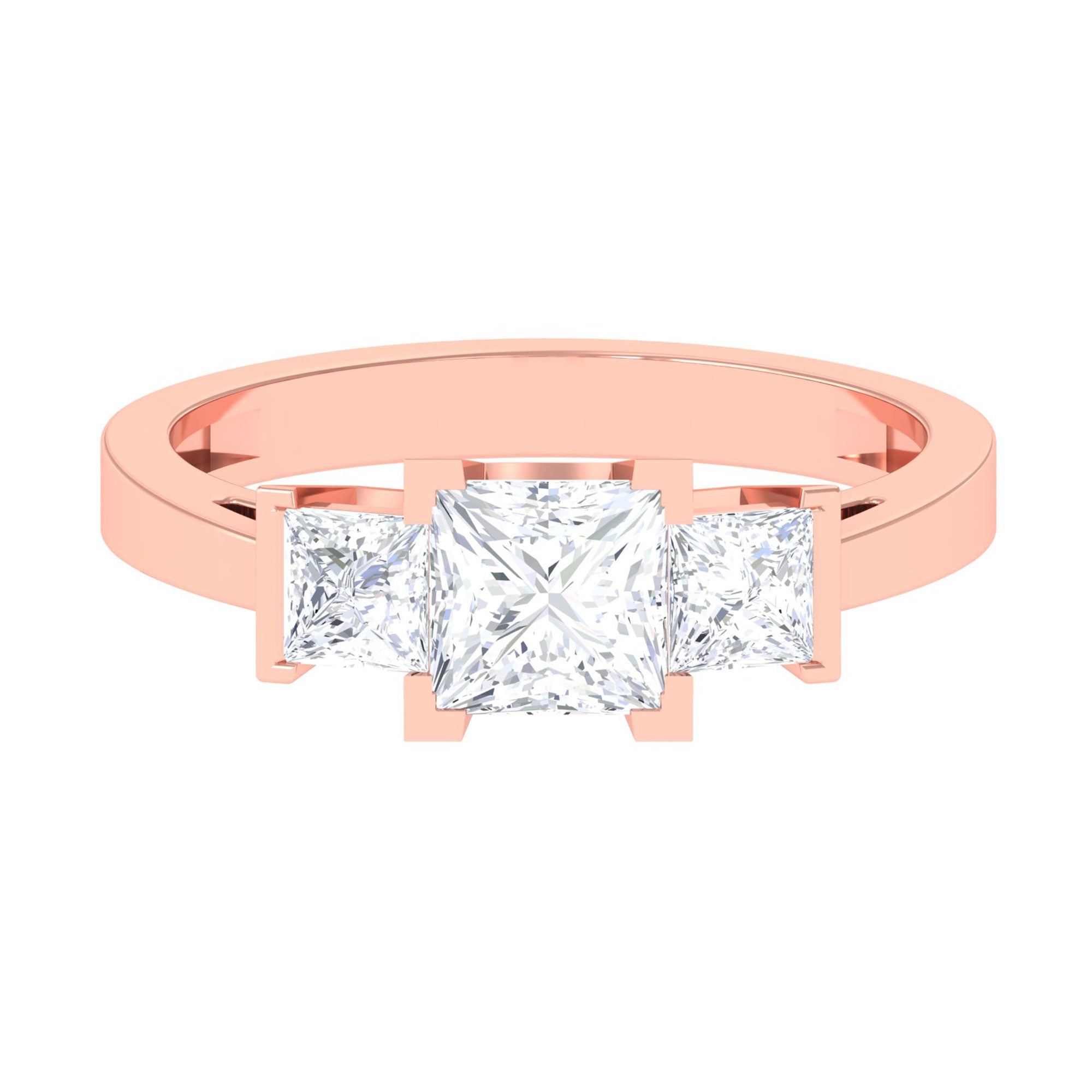 Sparkanite Jewels-Princess Cut Moissanite Three Stone Engagement Ring