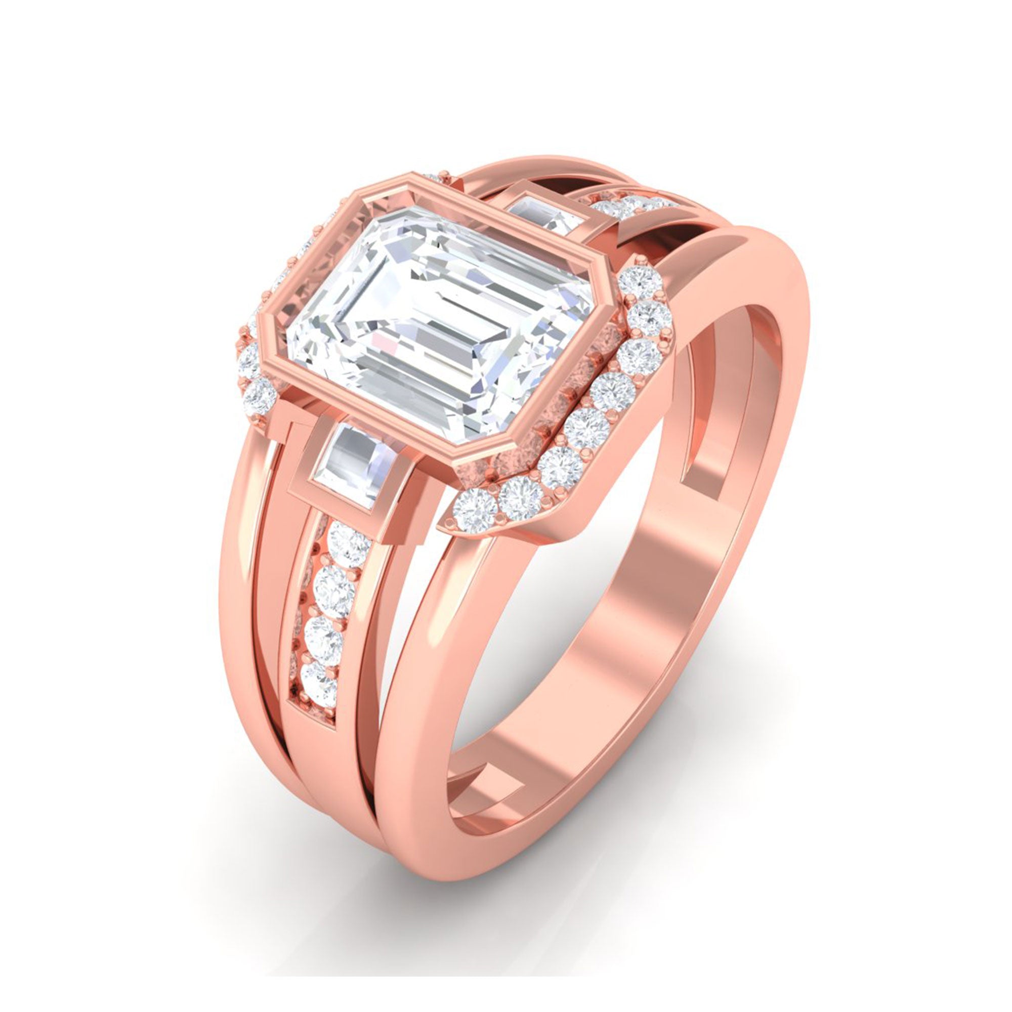 Sparkanite Jewels-Emerald Cut Moissanite Statement Engagement Ring for Men