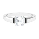 Sparkanite Jewels-Asscher Cut Moissanite Solitaire Ring with Black Enamel