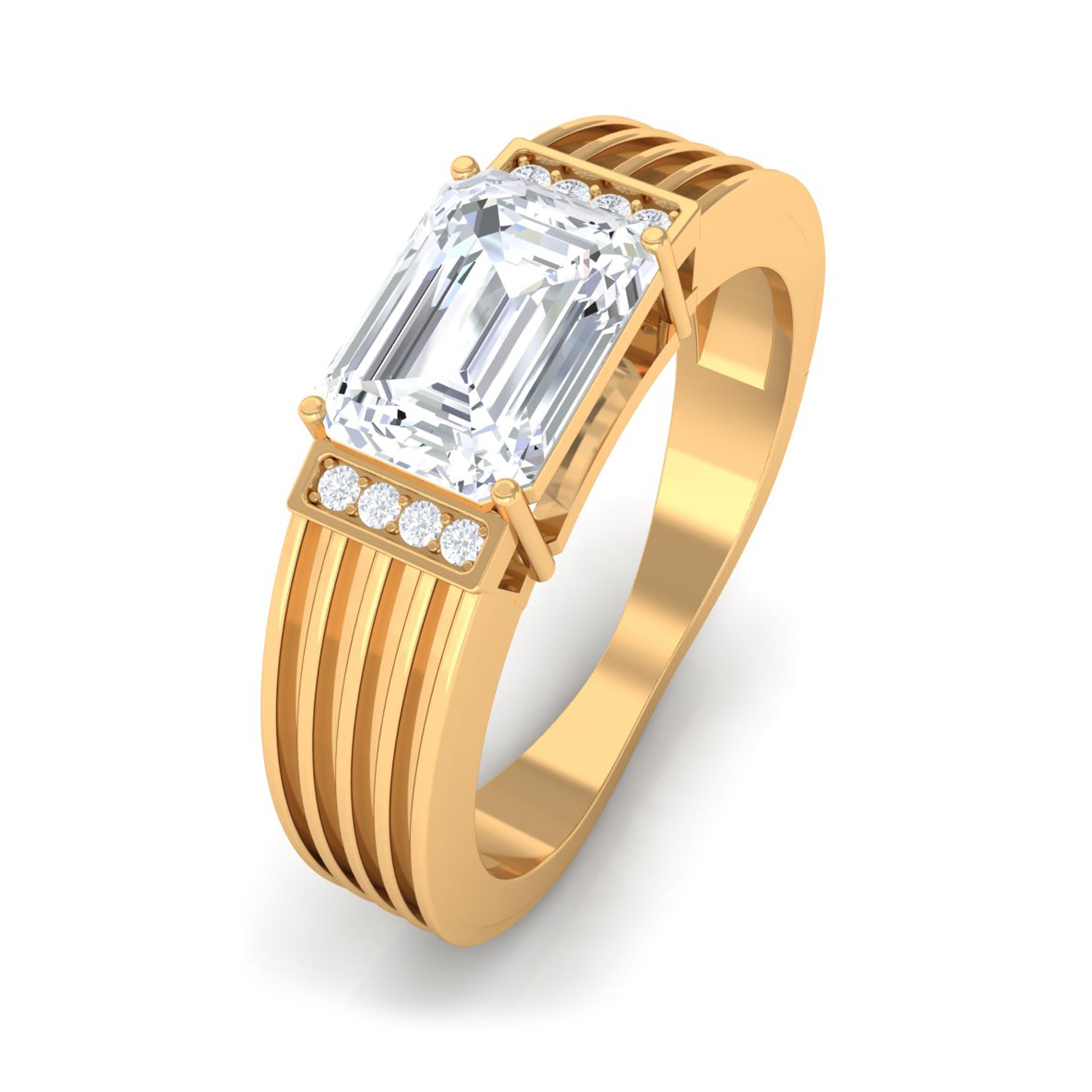 Emerald Cut Moissanite Statement Ring for Men D-VS1 - Sparkanite Jewels