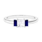 Sparkanite Jewels-Princess cut Moissanite Solitaire Promise Ring with Blue Sapphire