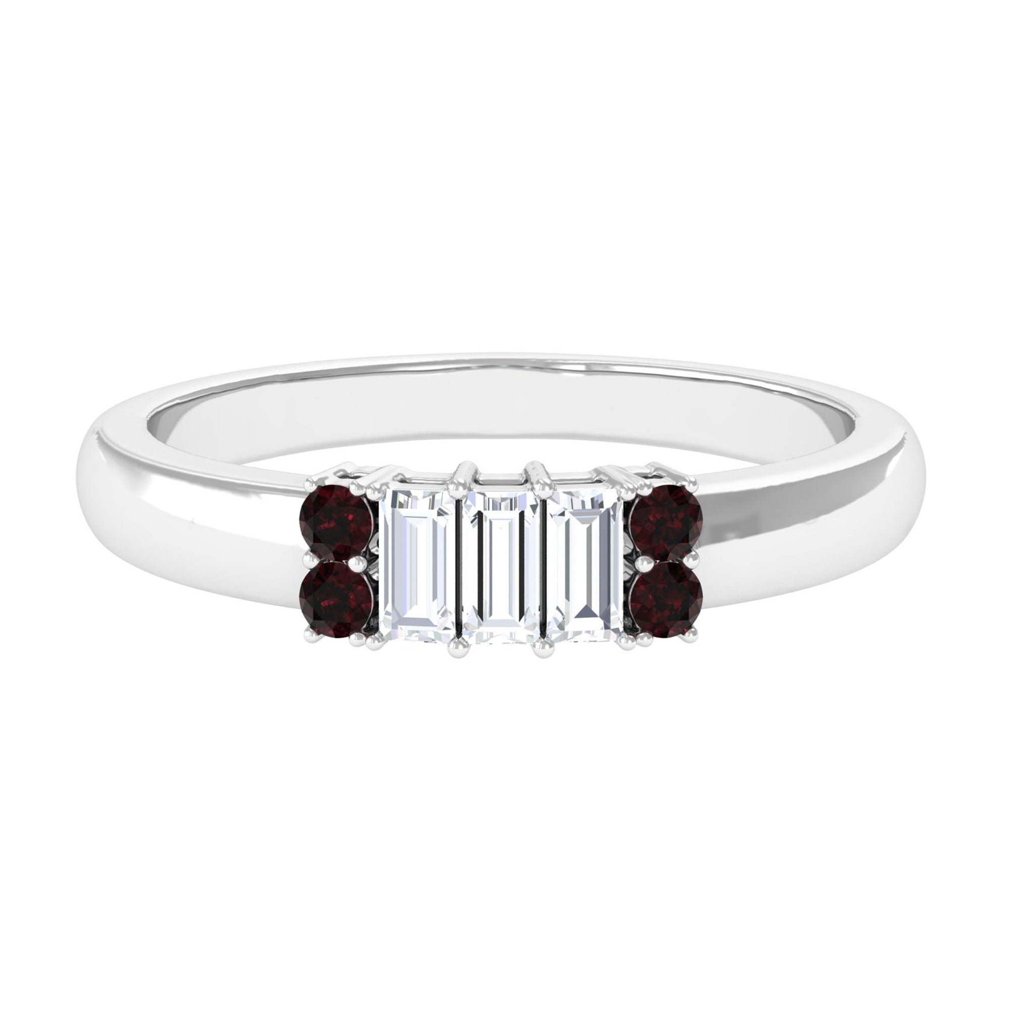 Sparkanite Jewels-Certified Moissanite Promise Ring with Garnet