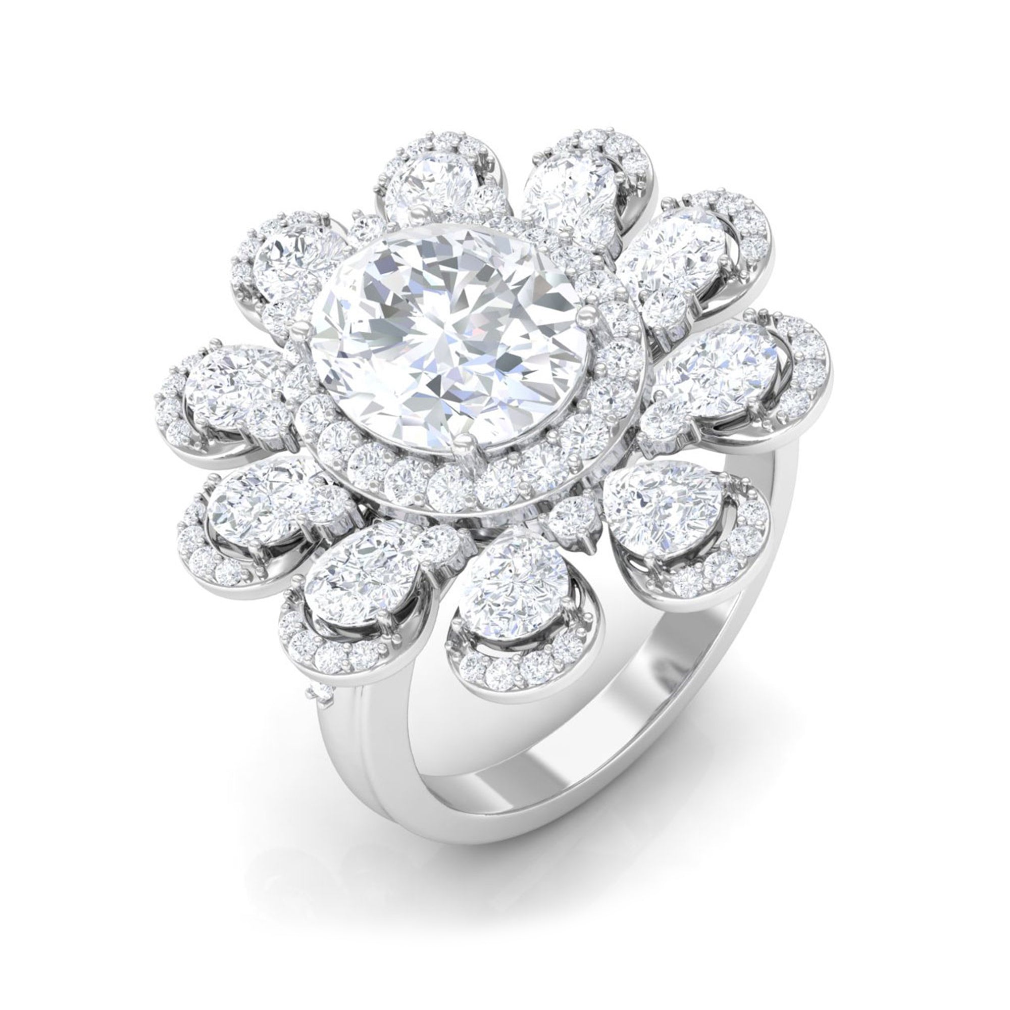 Sparkanite Jewels-Statement Moissanite Floral Inspired Engagement Ring