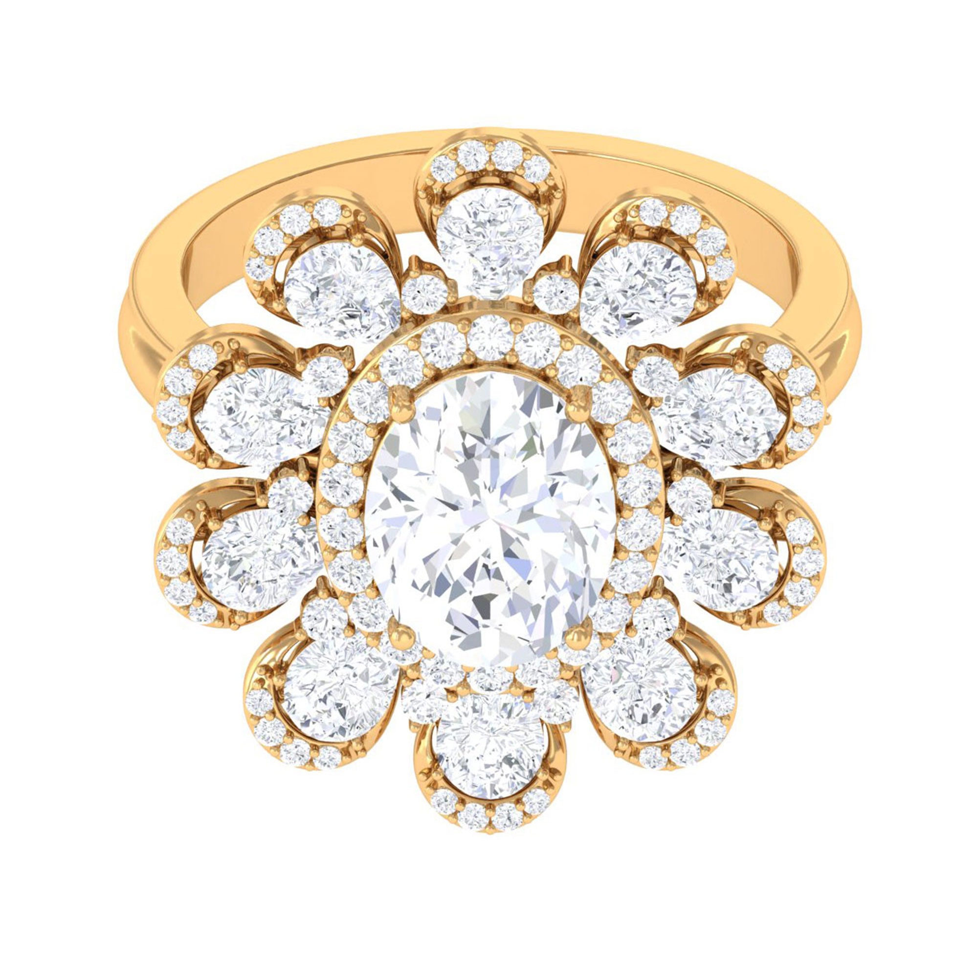 Sparkanite Jewels-Statement Moissanite Floral Inspired Engagement Ring