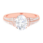 Sparkanite Jewels-Oval Shape Moissanite Solitaire Engagement Ring with Side Stones