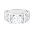 Sparkanite Jewels-Round Moissanite Wide Wedding Band Ring