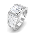 Sparkanite Jewels-Round Moissanite Wide Wedding Band Ring