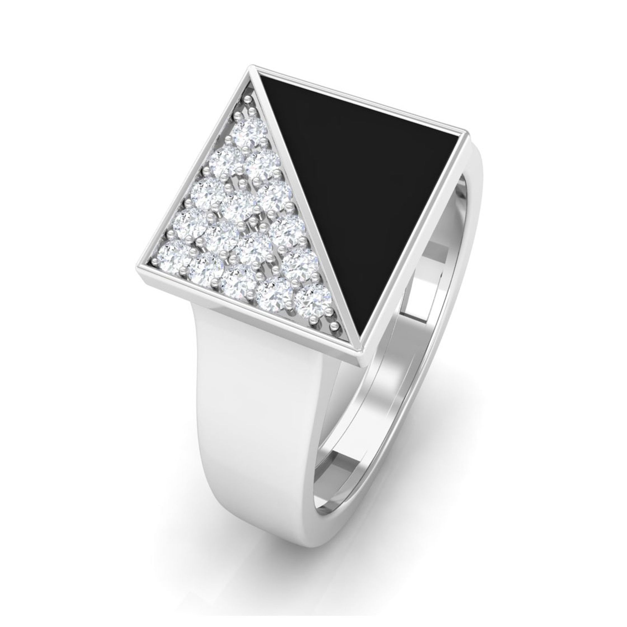 Sparkanite Jewels-Certified Moissanite Engagement Ring with Black Enamel