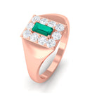 Sparkanite Jewels-Classic Moissanite and Emerald Ring for Men