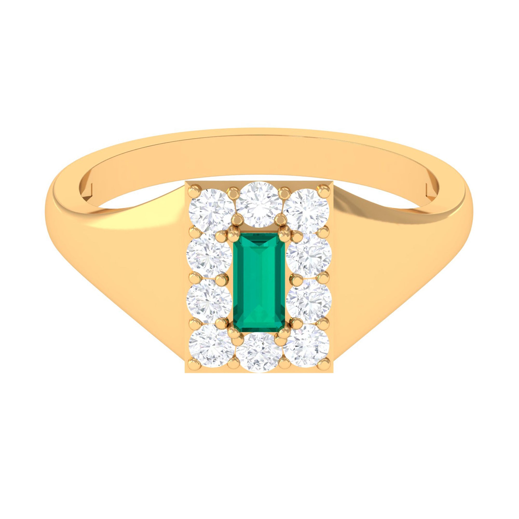 Sparkanite Jewels-Classic Moissanite and Emerald Ring for Men