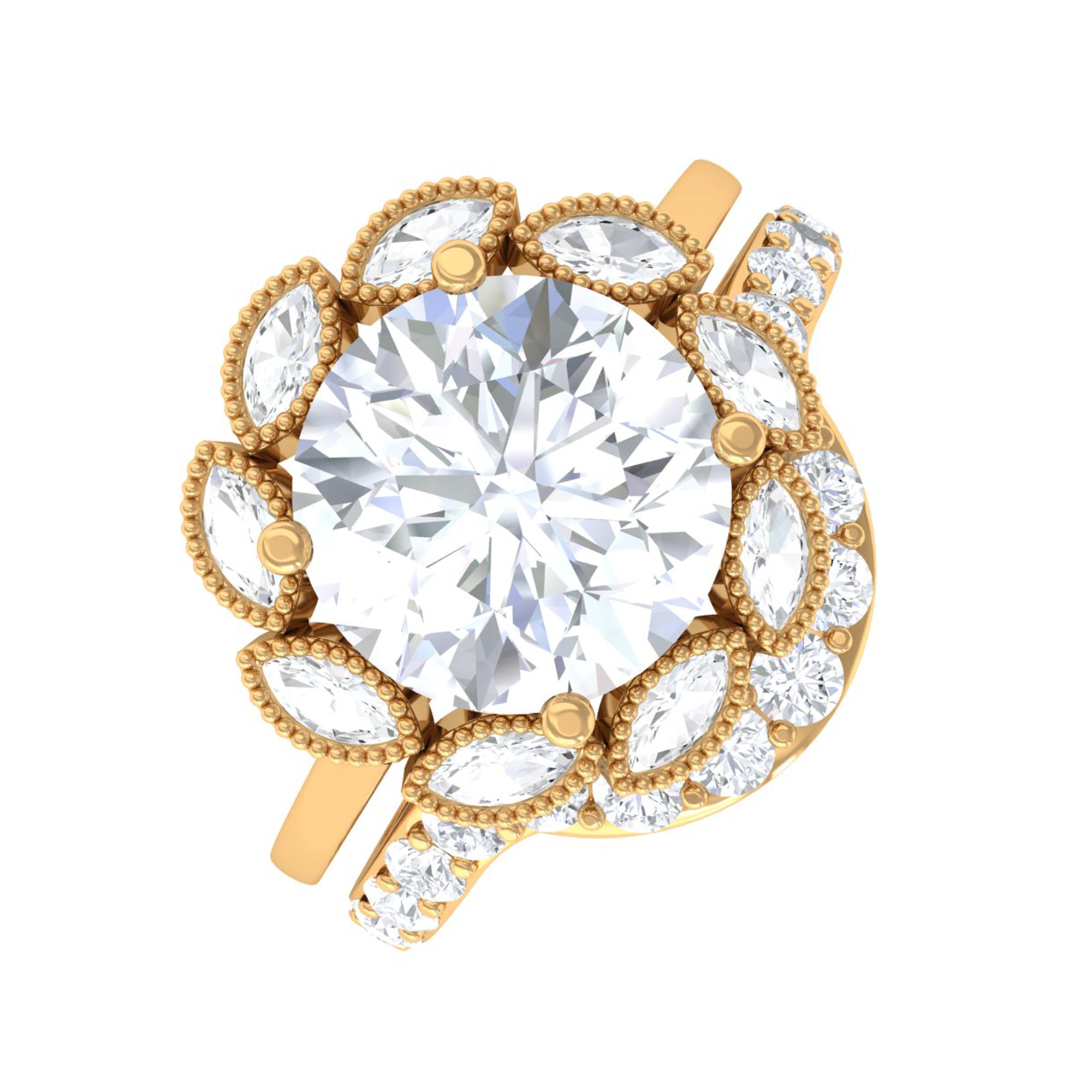 Sparkanite Jewels-Classic Moissanite Flower Bridal Ring Set