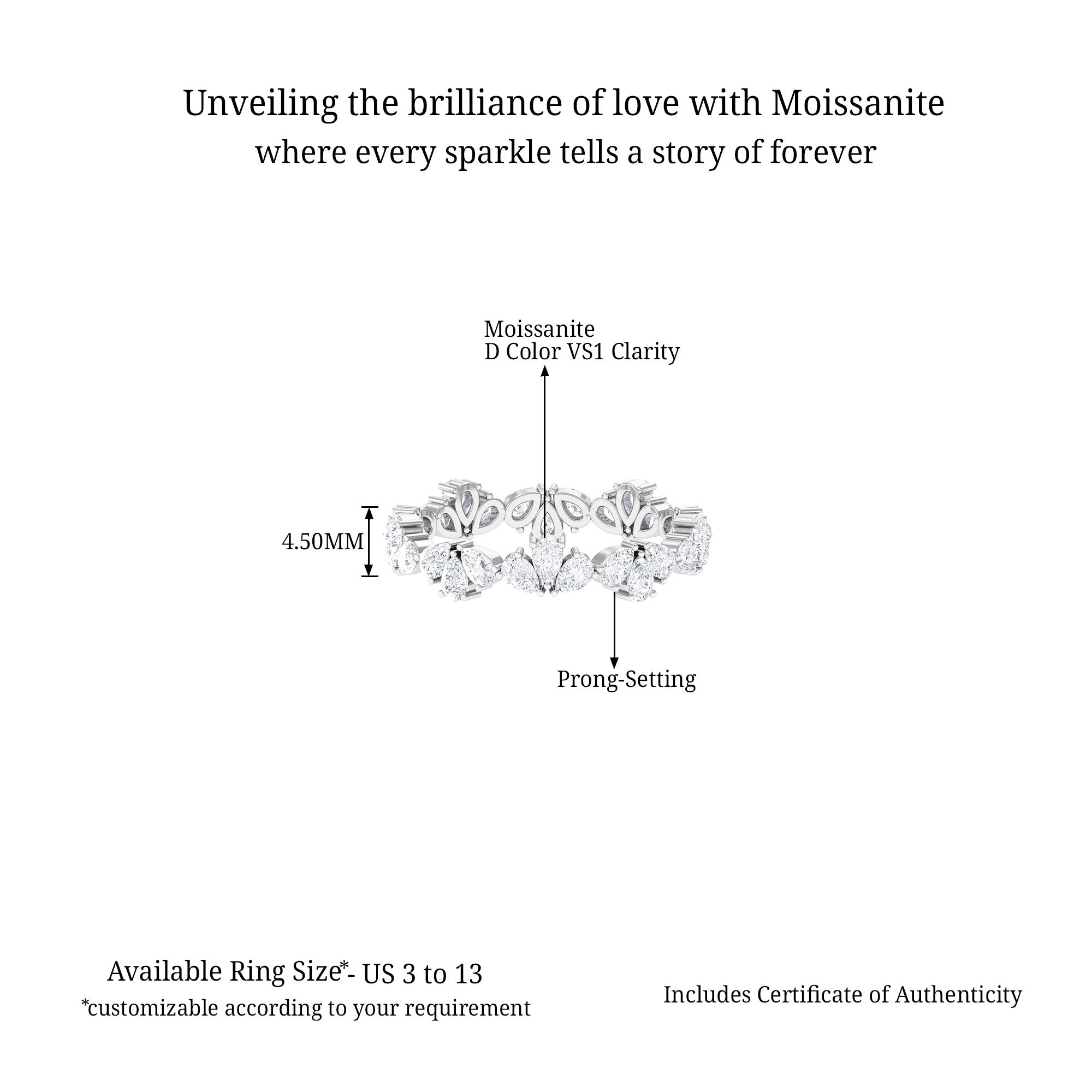 Certified Moissanite Designer Eternity Ring D-VS1 - Sparkanite Jewels