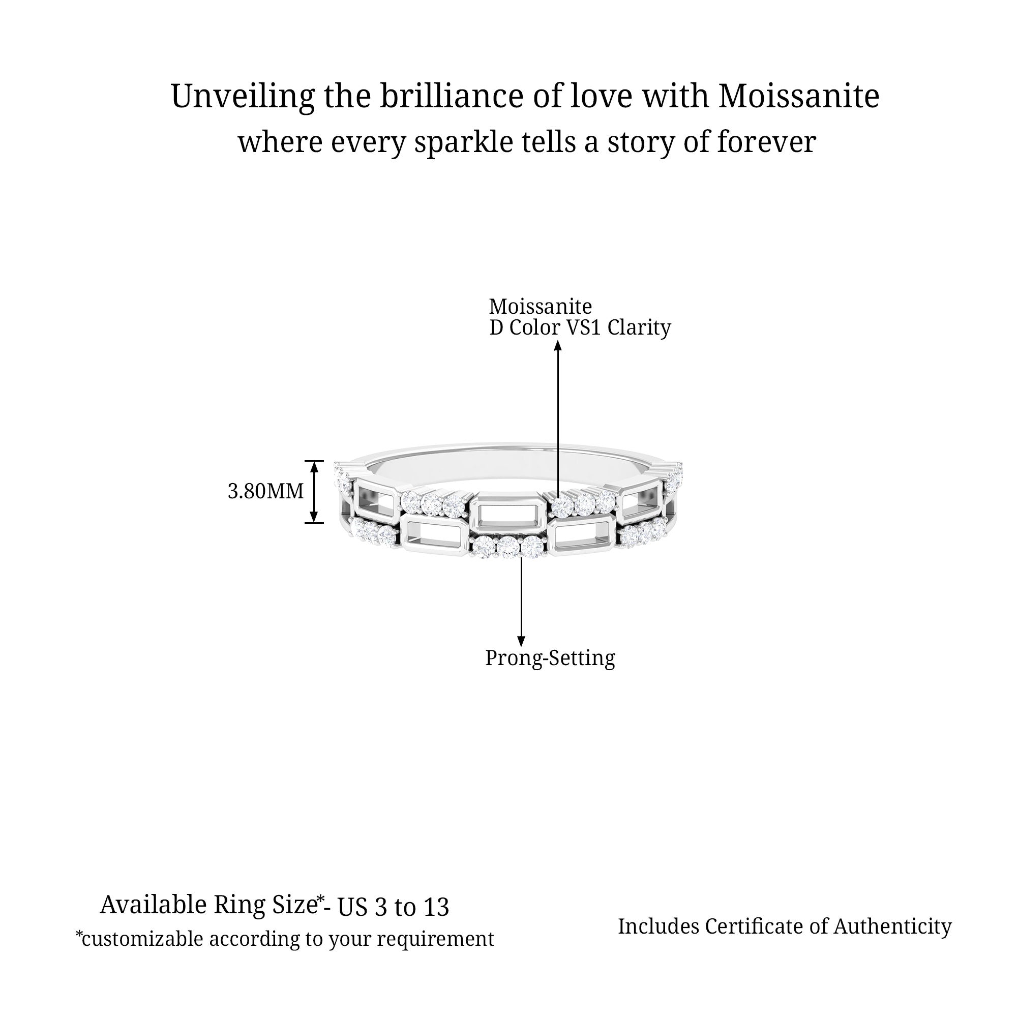 Minimal Moissanite Half Eternity Ring D-VS1 - Sparkanite Jewels