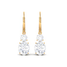 Oval Shape Moissanite Drop Earrings with Lever Back D-VS1 - Sparkanite Jewels