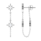 Star Dangle Chain Earrings with Certified Moissanite D-VS1 - Sparkanite Jewels