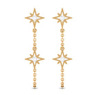 Star Dangle Chain Earrings with Certified Moissanite D-VS1 - Sparkanite Jewels