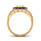 Designer Moissanite Bridal Ring Set with Blue Sapphire Halo D-VS1 - Sparkanite Jewels
