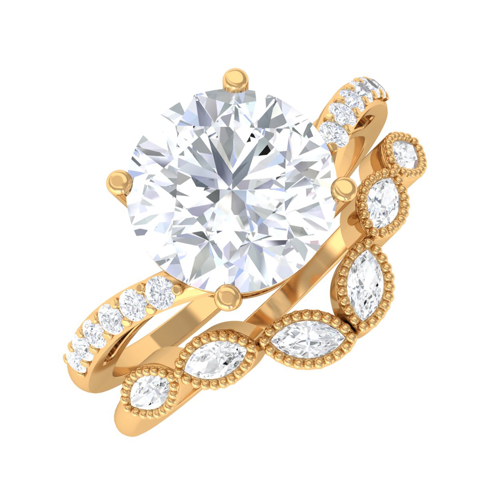 Classic Moissanite Bridal Ring Set D-VS1 - Sparkanite Jewels